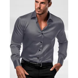 INDOPRIMO Men Solid Spread Collar Satin Formal Shirt-picture-18