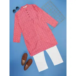 Indus Route by Pantaloons Boys Coral Printed Full Sleeves Kurta Sets-picture-22