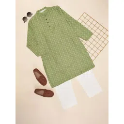 Indus Route by Pantaloons Boys Desert Sage Printed Full Sleeves Kurta Sets-picture-16