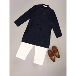 indus route by Pantaloons Boys Embroidered Regular Mirror Work Kurta with Pyjamas-picture-26
