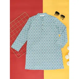 indus route by Pantaloons Boys Ethnic Motifs Printed Cotton Linen Kurta-picture-27
