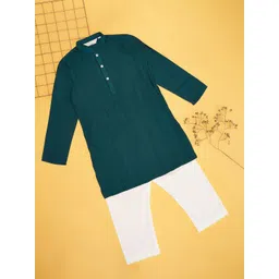 indus route by Pantaloons Boys Ethnic Motifs Regular Thread Work Kurta with Pyjamas-picture-27