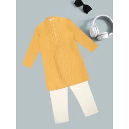 Indus Route by Pantaloons Boys Honey Mustard Embroidery Kurta Set-picture-43