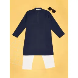 Indus Route by Pantaloons Boys Midnight Navy Cotton Solid Full Sleeves Suit Sets-picture-18