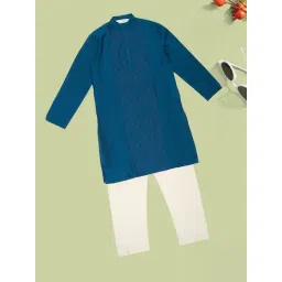 Indus Route by Pantaloons Boys Midnight Navy Embroidery Kurta Set-picture-29