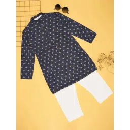 Indus Route by Pantaloons Boys Midnight Navy Printed Full Sleeves Kurta Sets-picture-26
