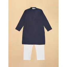 Indus Route by Pantaloons Boys Midnight Navy Solid Full Sleeves Kurta Sets image 2
