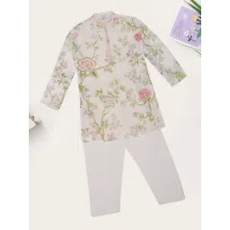 Indus Route by Pantaloons Boys Snow White Floral Print Kurta Set-picture-35