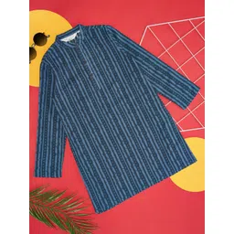 indus route by Pantaloons Boys Striped Mandarin Collar Pure Cotton Kurta-picture-18