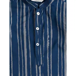 indus route by Pantaloons Boys Striped Mandarin Collar Pure Cotton Kurta with Pyjamas image 4