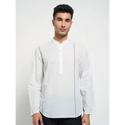 indus route by Pantaloons Chevron Printed Mandarin Collar Pure Cotton Short Kurta-picture-16