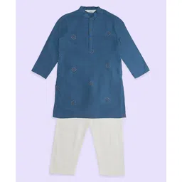 Indus Route by Pantaloons Full Sleeves Sequins Embellished Kurta Pyjama Set - Blue-picture-14