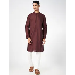 indus route by Pantaloons Geometric Mandarin Collar Straight Kurta-picture-17
