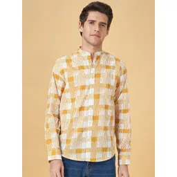 indus route by Pantaloons Geometric Printed Mandarin Collar Cotton Straight Kurta-picture-12