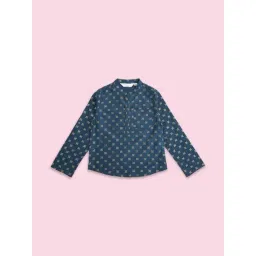 Indus Route by Pantaloons Kids Blue Printed Full Sleeves Kurta-picture-48