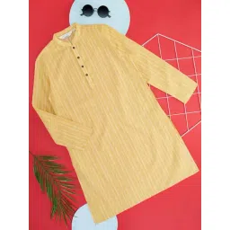 Indus Route by Pantaloons Kids Honey Mustard Cotton Printed Full Sleeves Kurta-picture-19