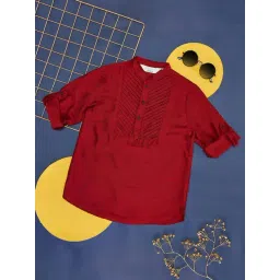 Indus Route by Pantaloons Kids Maroon Embroidered Full Sleeves Kurta-picture-34