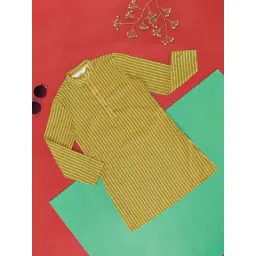 Indus Route by Pantaloons Kids Mustard Cotton Printed Full Sleeves Kurta-picture-21