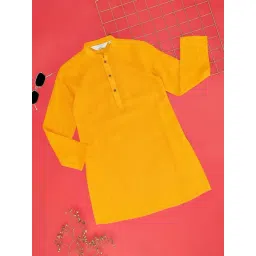 Indus Route by Pantaloons Kids Mustard Cotton Self Pattern Full Sleeves Kurta-picture-48