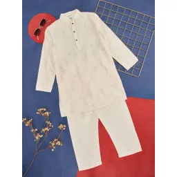 Indus Route by Pantaloons Kids Off-White Embroidered Full Sleeves Kurta Set-picture-17