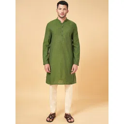 indus route by Pantaloons Mandarin Collar Cotton Straight Kurta-picture-40