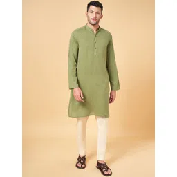 indus route by Pantaloons Mandarin Collar Cotton Straight Kurta-picture-38