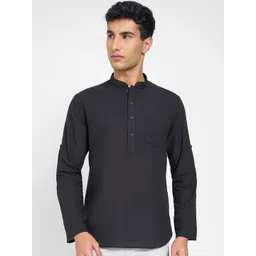indus route by Pantaloons Mandarin Collar Long Sleeves Pure Cotton Short Kurta-picture-15