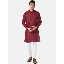 indus route by Pantaloons Mandarin Collar Pure Cotton Kurta-picture-26