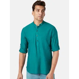 indus route by Pantaloons Mandarin Collar Pure Cotton Kurta-picture-21