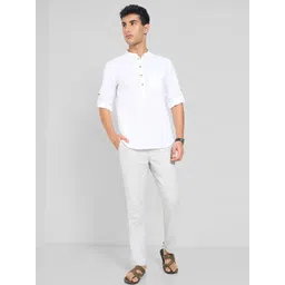 indus route by Pantaloons Mandarin Collar Pure Cotton Short Kurta image 3