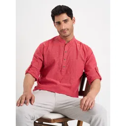 indus route by Pantaloons Mandarin Collar Pure Cotton Straight Kurta-picture-24