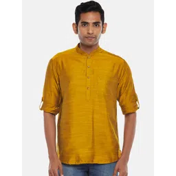 indus route by Pantaloons Mandarin Collar Roll-Up Sleeves Straight Kurta-picture-40
