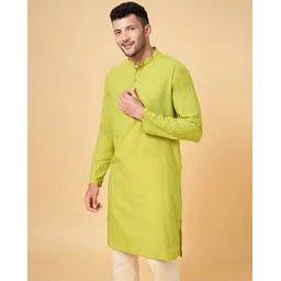 indus route by pantaloons Men Cotton Regular Fit Long Kurta-picture-13
