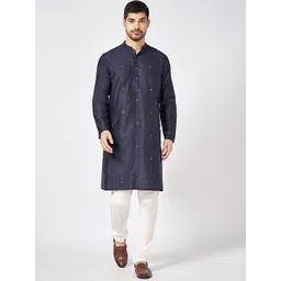indus route by Pantaloons Men Geometric Embroidered Thread Work Kurta-picture-16