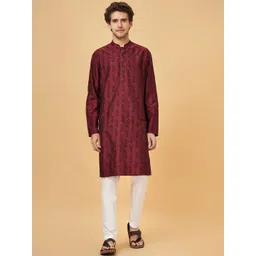 indus route by Pantaloons Men Geometric Flared Sleeves Kurta-picture-39