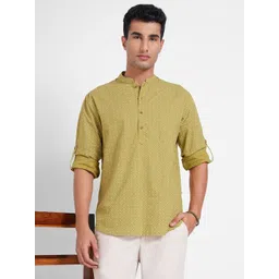 indus route by Pantaloons Men Geometric Printed Thread Work Kurta-picture-38