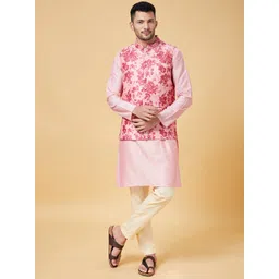 indus route by Pantaloons Men Peach-Coloured Kurta with Churidar-picture-28