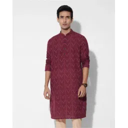 indus route by pantaloons Men Regular Fit Stripes Long Kurta-picture-48