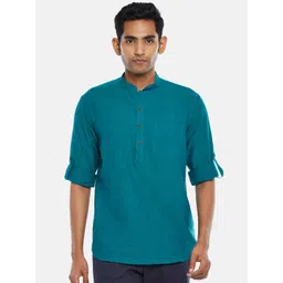 indus route by Pantaloons Men Teal Thread Work Kurta-picture-40