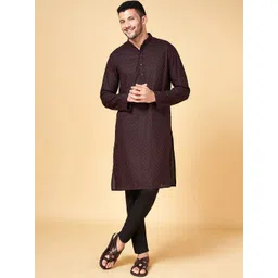 indus route by Pantaloons Woven Design Shirt Collar Straight Cotton Kurta-picture-19