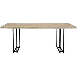 Industrial Modern Dining Table with Solid Wood Top, Metal Legs, Rustic Farmhouse Style-picture-17