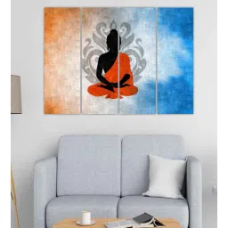 inephos Buddha Meditation Orange Wood Framed Spiritual Art Panel Set of 4-picture-39