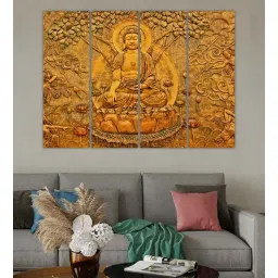 inephos Buddha Orange Wood Framed Spiritual Art Panel Set of 4-picture-37