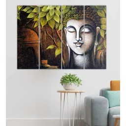 inephos Buddha Religious Green Wood Framed Spiritual Art Panel Set of 4-picture-22