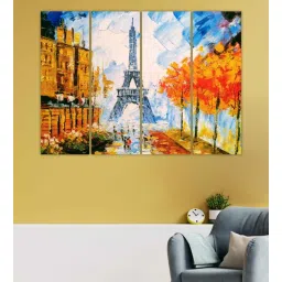 inephos Eiffel Tower Orange Wood Framed Art Panels Set of 4-picture-22