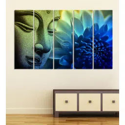 inephos Green Wood Framed Spiritual Art Panel Set of 5-picture-25