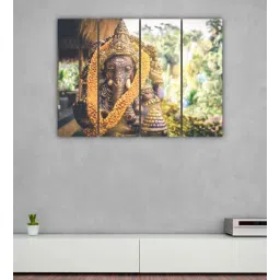 inephos Lord Ganesha Brown Wooden Framed Spiritual Art Panel Set of 4-picture-31