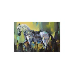 Inephos Yellow & Grey 1 Piece Beautiful Horse Birds and Animals Canvas Wall Art-picture-19