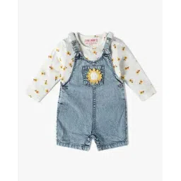 inf frendz Girls Embroidered Dungaree with T-Shirt Set-picture-28