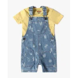 inf frendz Infant Boys Printed Dungaree with T-Shirt Set-picture-41